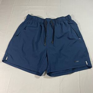 Mitre Shorts Blue Athletic Performance Lined Zip Pockets Drawstring Mens Size LG